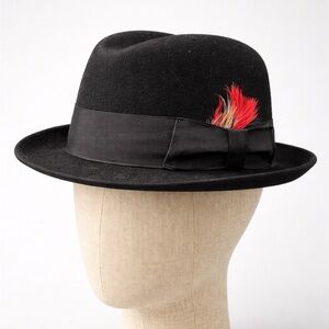 Vintage Dobbs Fifth Avenue Black Fedora Hat Mens 6 7/8 Small